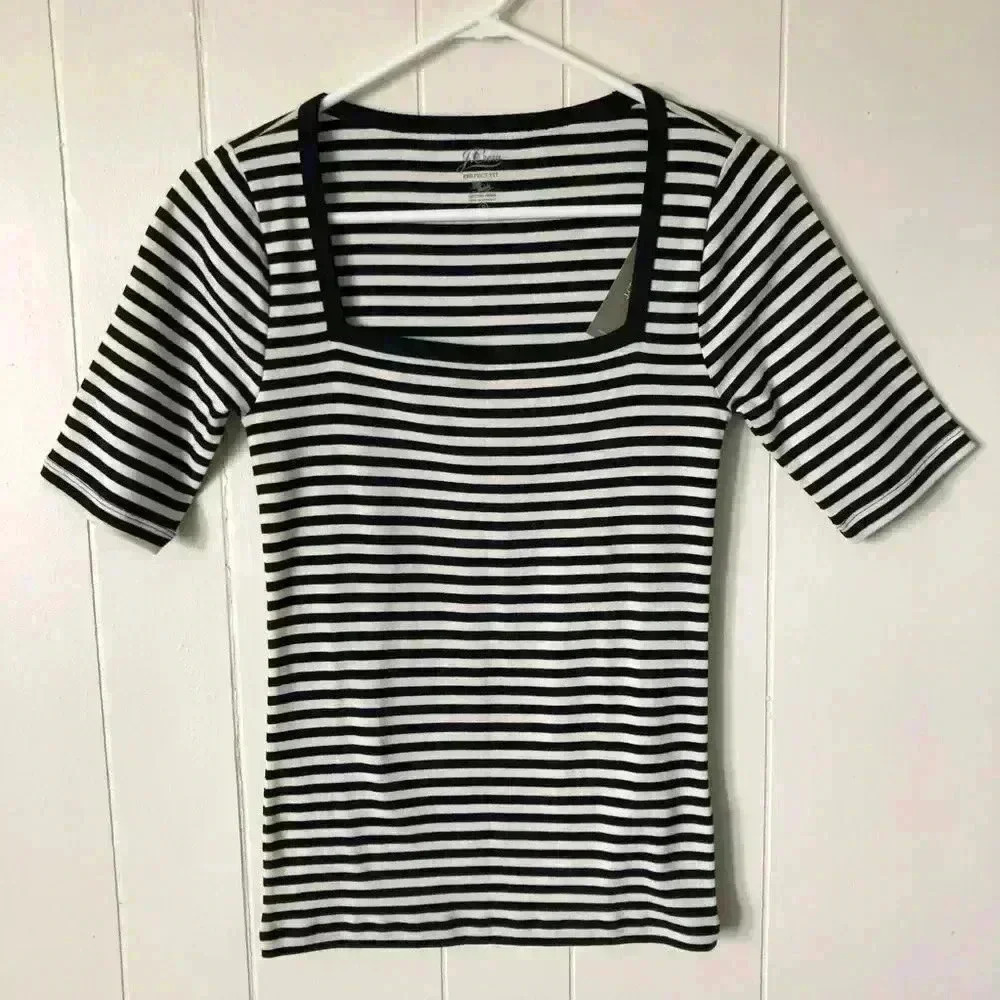J.Crew Short Sleeve Striped Cotton Top Size S